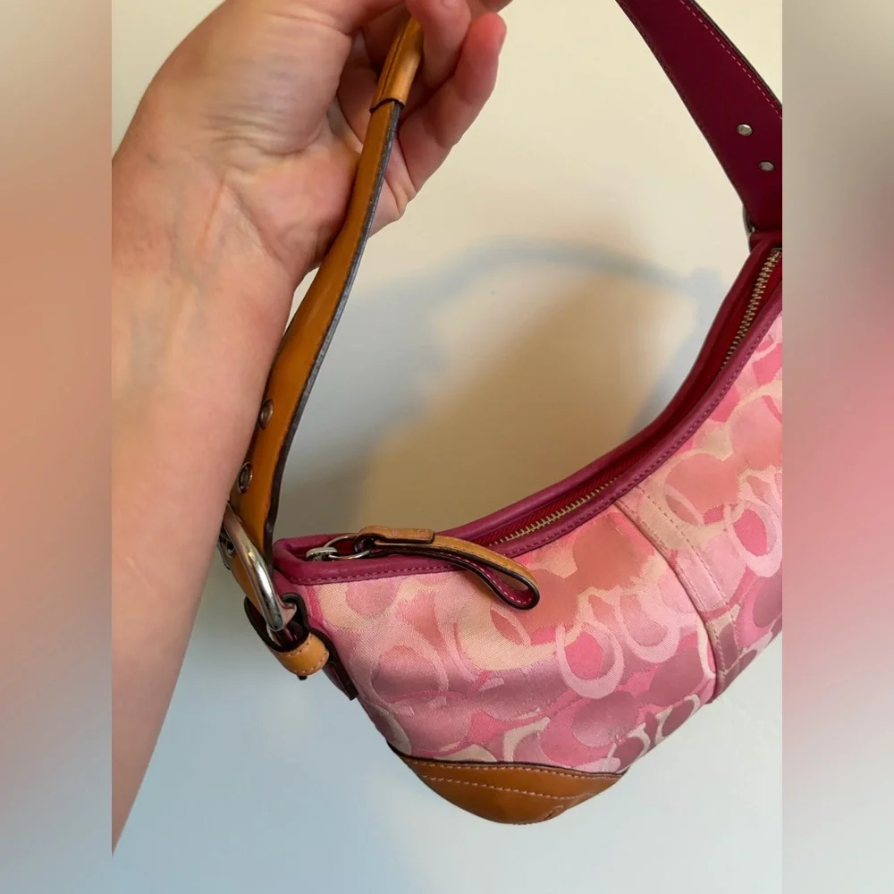 Y2K Coach Soho Pink Optic Signature Mini Bag Vintage Leather Purse - Picture 9 of 9